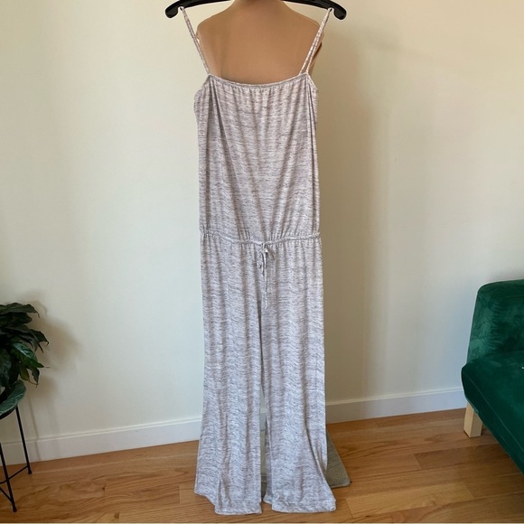Eberjey Cotton Blend Marble Grey Shelf Bra Wide Leg Drawstring Jumpsuit EUC Sz L - Picture 1 of 6